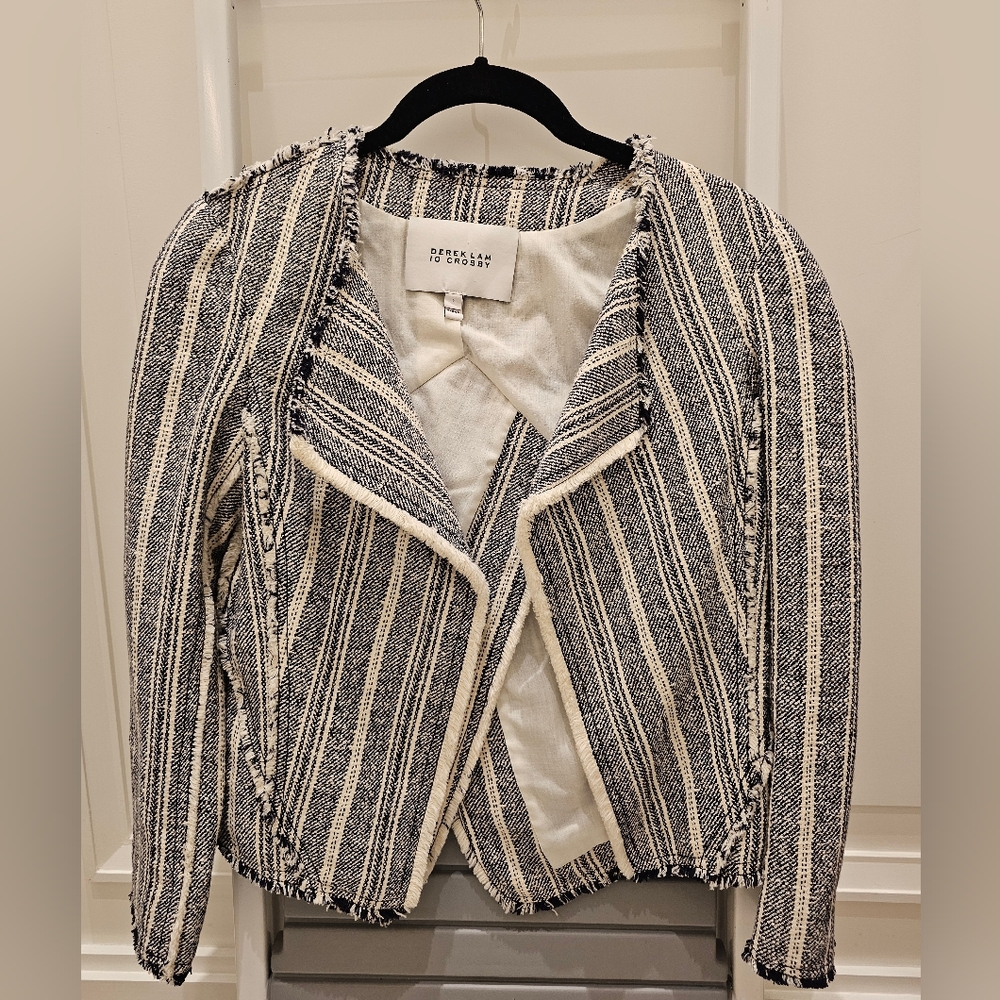 Derek Lam 10 Crosby Angled Lapel Jacket/Blazer In Midnight Stripe
